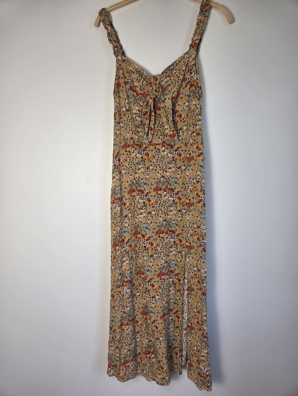 Cupshe Gloria Smocked Knotted Maxi Dress Yellow Floral Tie-Front